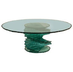 Late 20th Century Pedestal Base Glass Coffee Table