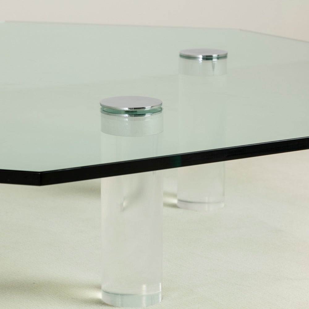 Late 20th Century Octagonal Lucite and Nickel Coffee Table by Pace, 1970s For Sale