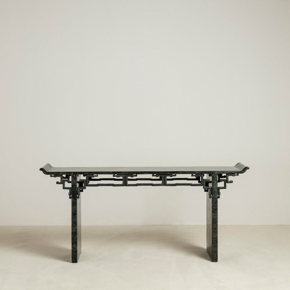 Maitland-Smith Attributed Green Stone Altar Console Table, 1970s