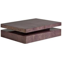 Extendable Mauve Lacquered Goatskin Coffee Table, 1960s