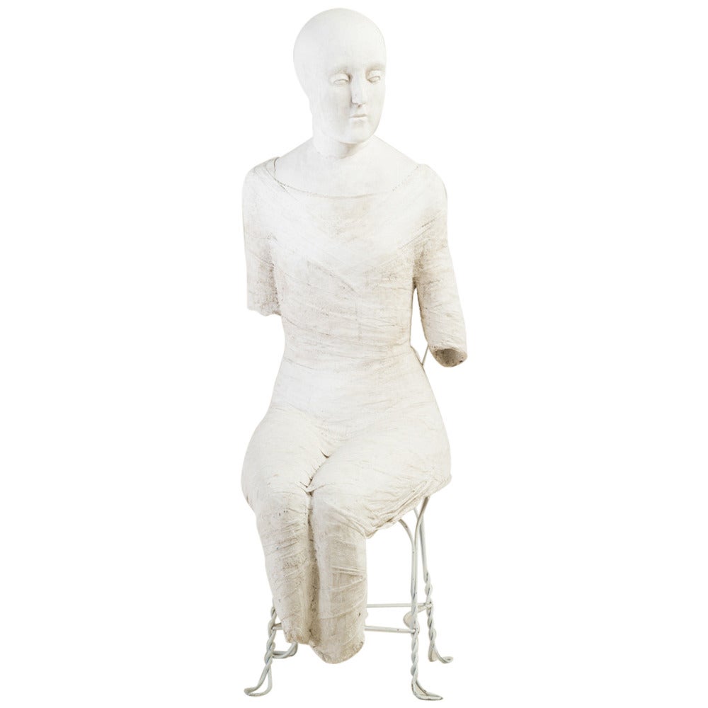 Large Theatrical Plaster Seated Figure Floor Standing Sculpture For Sale