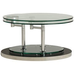 Nickel and Glass Swivel Coffee Table by DIA, 1980s