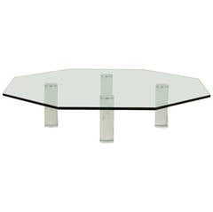 Octagonal Lucite and Nickel Coffee Table by Pace, 1970s