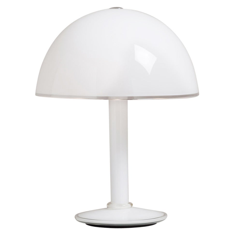 A Stunning Large Single White Murano Glass Table Lamp 1960s