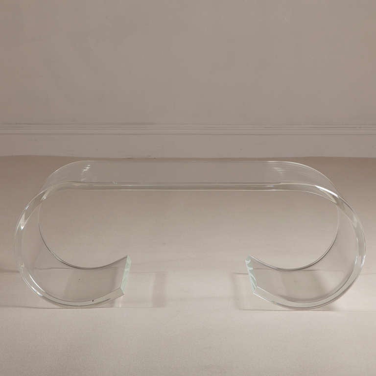 American A Thick Lucite Coffee Table by Paul Jones 1970s