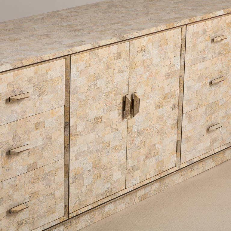 Rare Maitland Smith Tessellated Stone Cabinet, 1980s Stamped