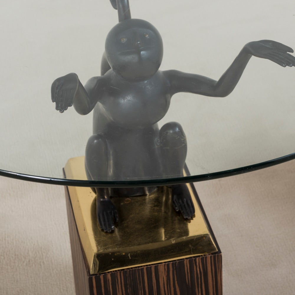 20th Century Double Pedestal Hagenauer Style Bronze Monkey Console Table