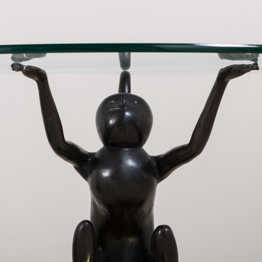 Double Pedestal Hagenauer Style Bronze Monkey Console Table 2