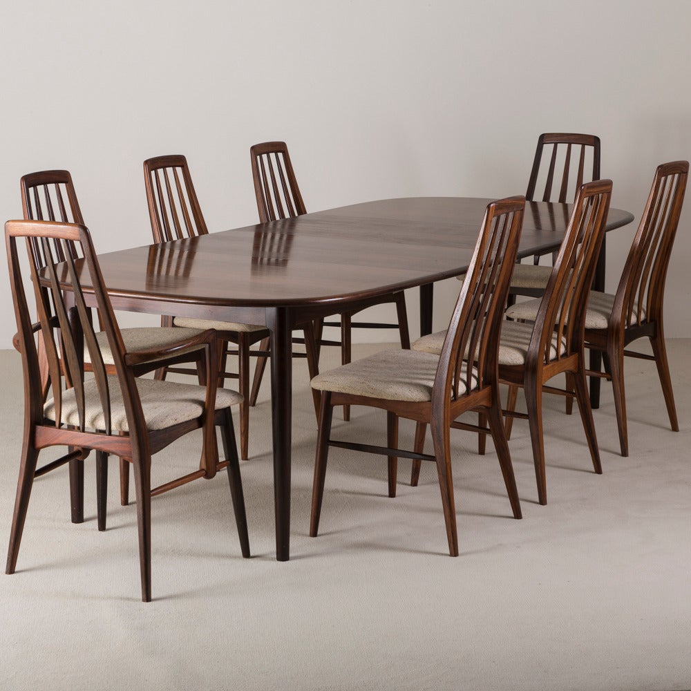 Set of Eight Rosewood Upholstered Dining Chairs, 1960s 4