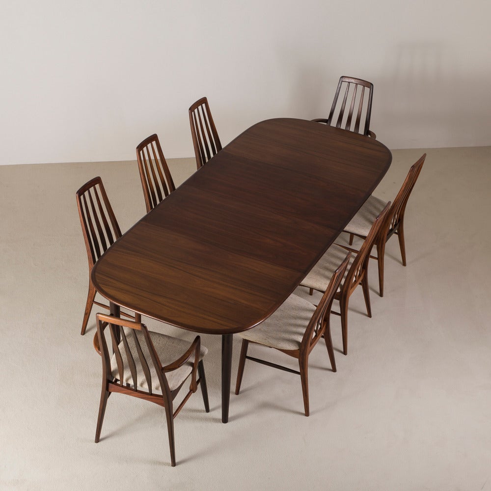Set of Eight Rosewood Upholstered Dining Chairs, 1960s 5