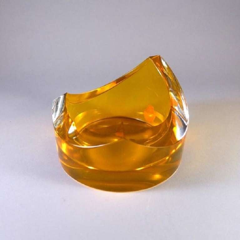 Italian An Amber Seguso Glass Ashtray Stamped