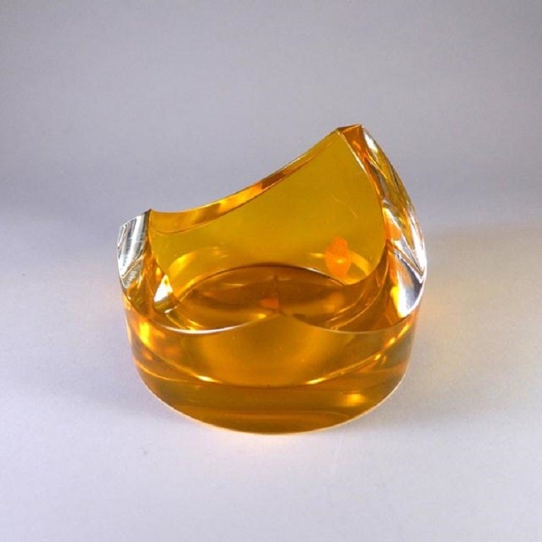 An Amber Seguso Glass Ashtray Stamped