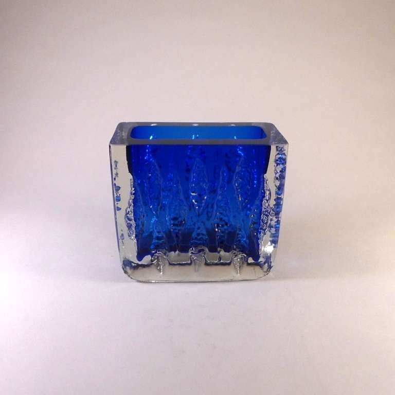 German Ingridglas Designed Blue and Clear Glass Vase, 1970s For Sale