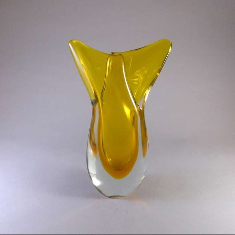 Italian Unusual Murano Sommerso Fish Tailed Glass Vase For Sale