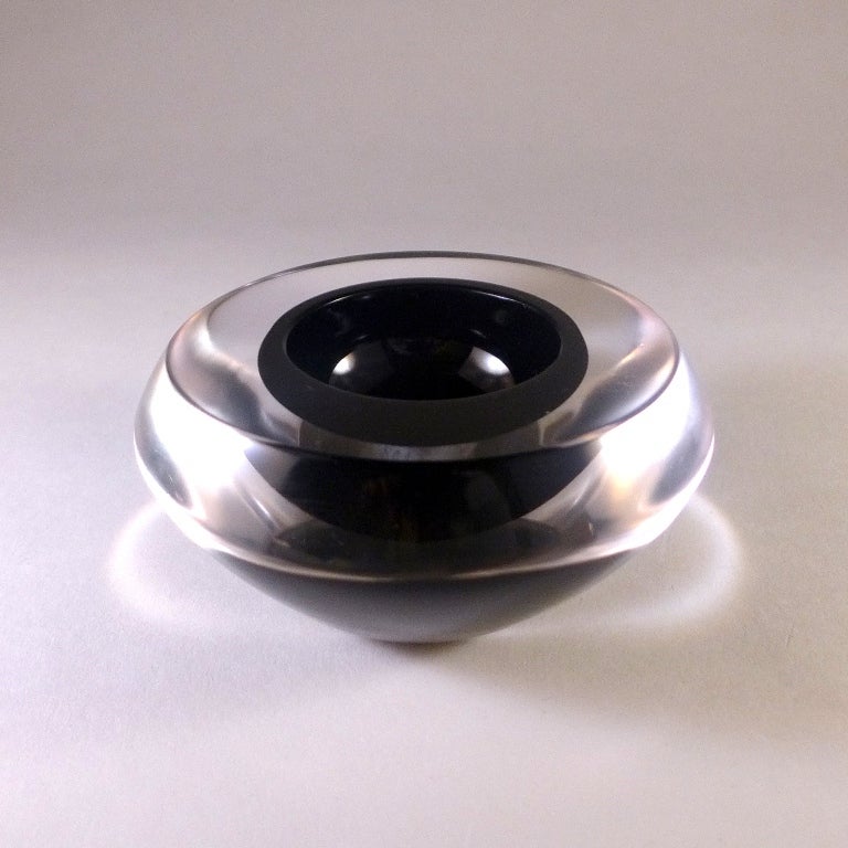 A Small Round Black Sommerso Ashtray