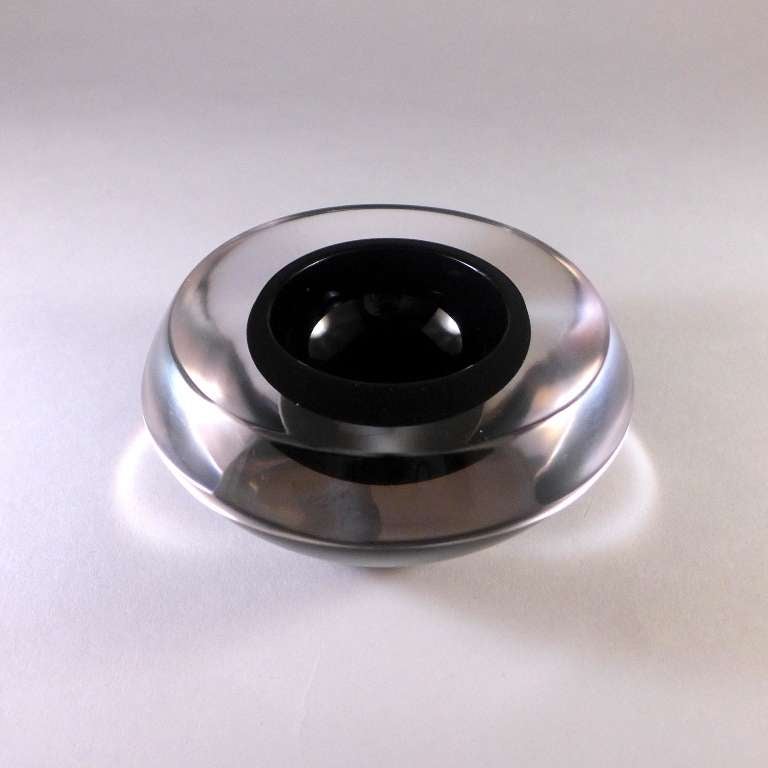 A Small Round Black Sommerso Ashtray In Excellent Condition In London, GB