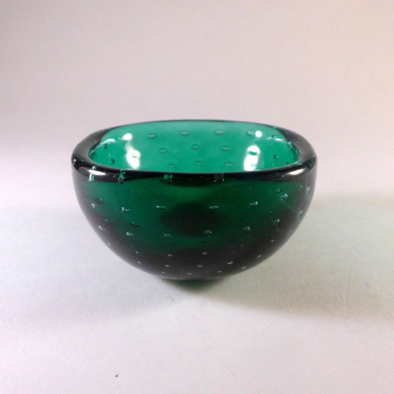 A Venini designed Italian Green Glass Ashtray