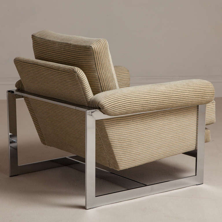Late 20th Century Pair of Chromium Steel Milo Baughman Style Chairs, 1970s