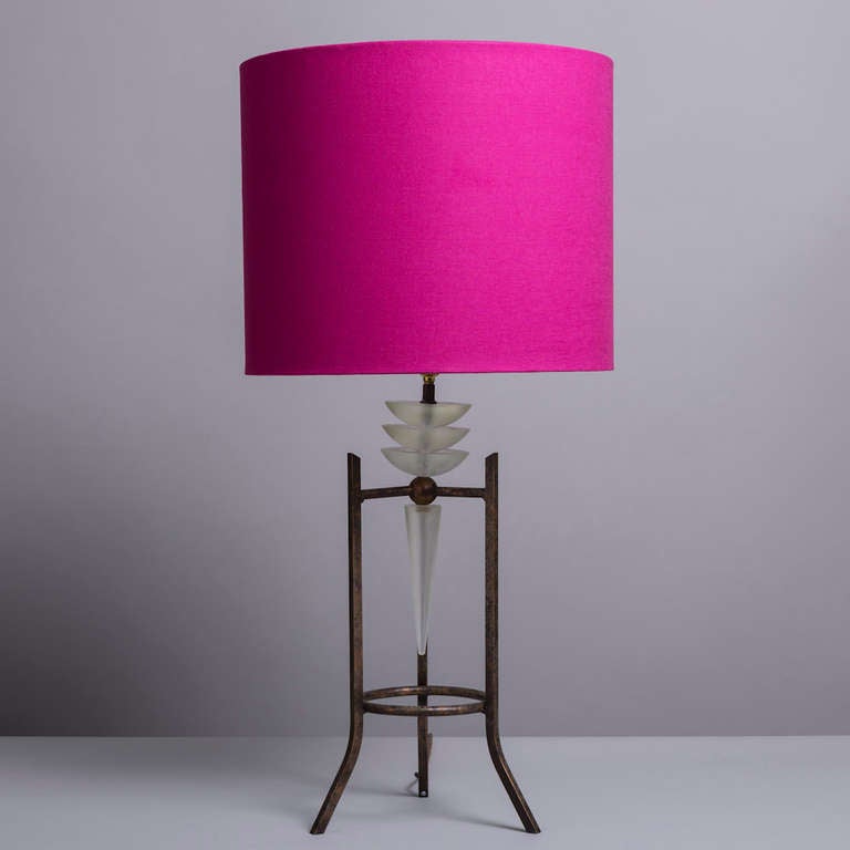 A Single Van Teal Designed Sculptural Table Lamp with Opaque Lucite Detail 1960s