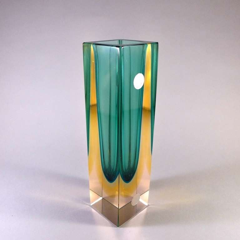 A Rectangular Murano Sommerso Glass Vase For Sale at 1stdibs