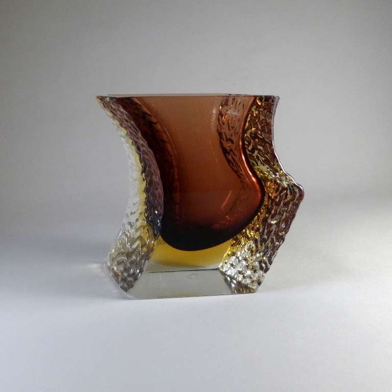 Italian A Large Asymmetrical Mandruzzato Designed Murano Sommerso Glass Vase For Sale