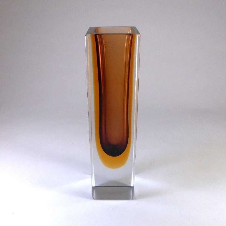 Rectangular Murano Sommerso Glass Vase For Sale at 1stDibs