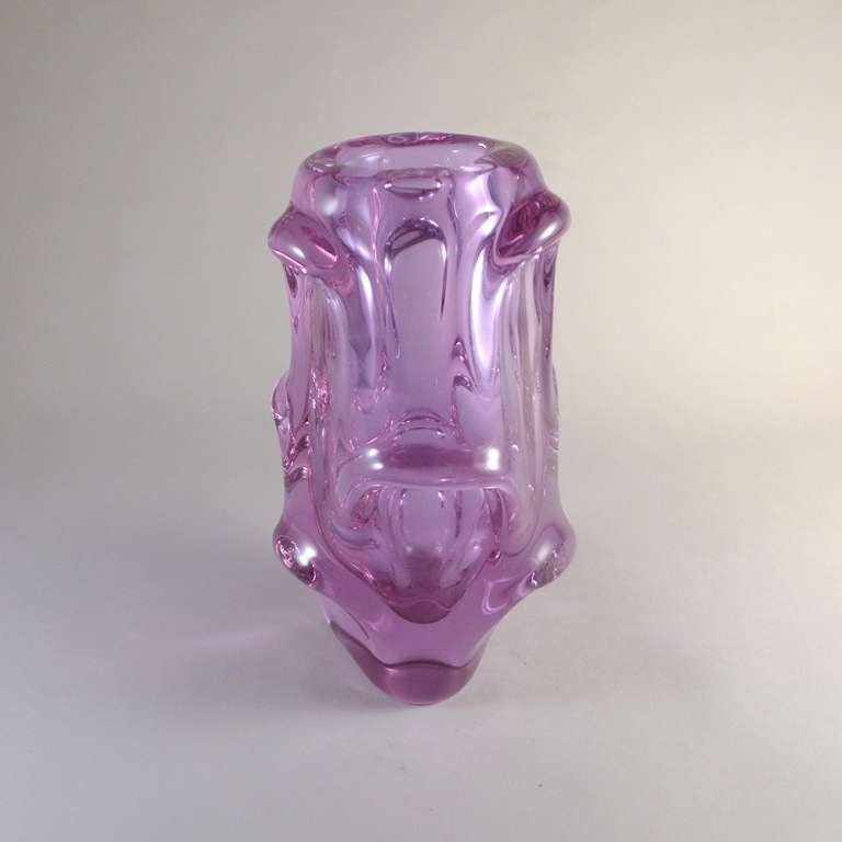 A Sculptural Lilac Glass Vase In Excellent Condition In London, GB