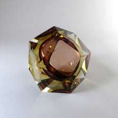 A Large Faceted Cristall Murano Sommerso Glass Ashtray
