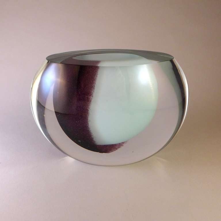 20th Century An Unusual Heavy Sommerso Glass Vase