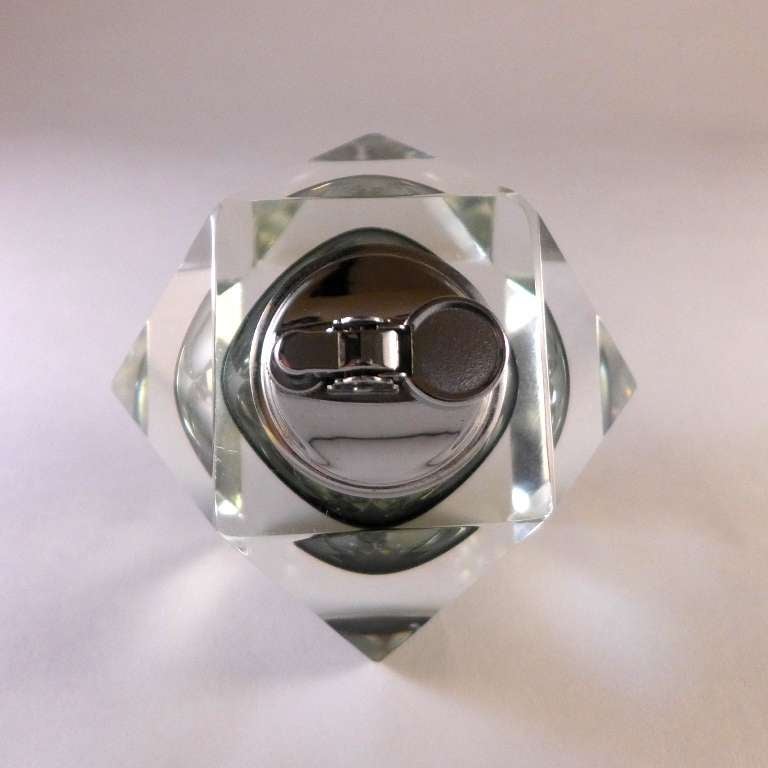A Faceted Murano Sommerso Glass Lighter with a Charcoal Centre Cased in Clear Glass
