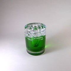 Heavy Green and Clear Fused Single Stem Glass Vase