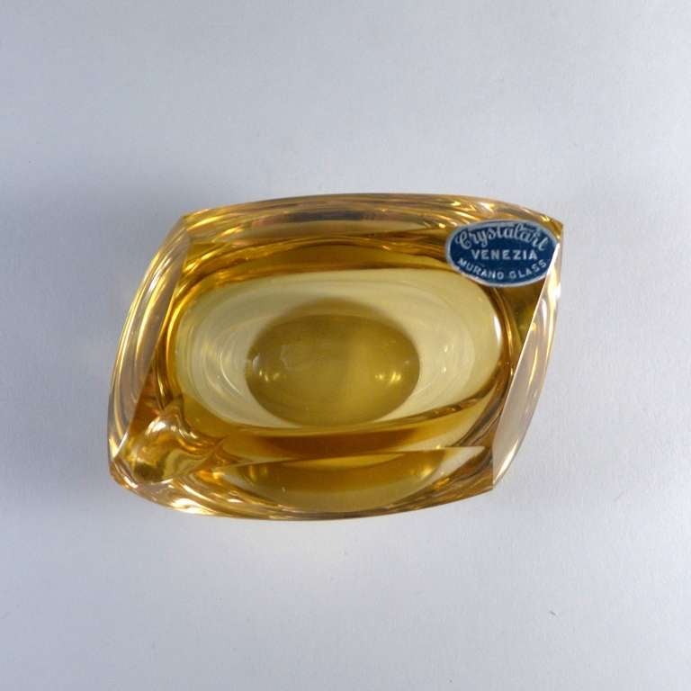 An Unusual and Rare Murano Sommerso Glass Ashtray. Stamped