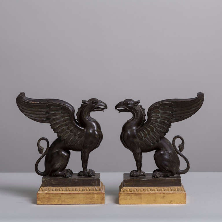 Swedish A Pair of Carved Wood Griffins c. 1800