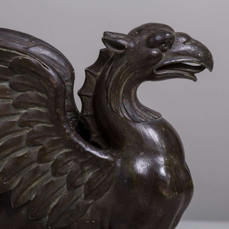 19th Century A Pair of Carved Wood Griffins c. 1800