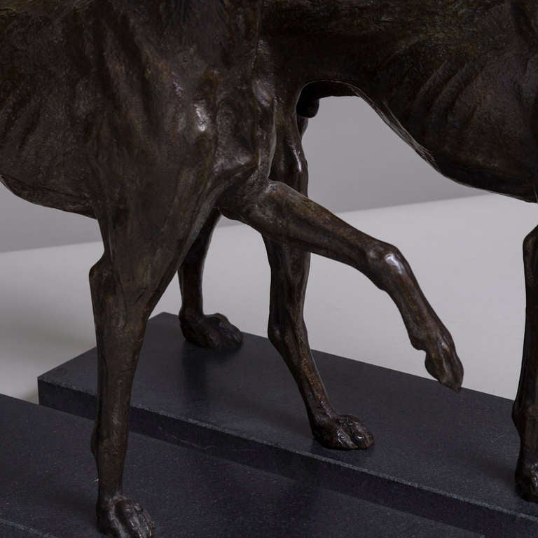 A Pair of Cast Bronze Whippets by Talisman 1