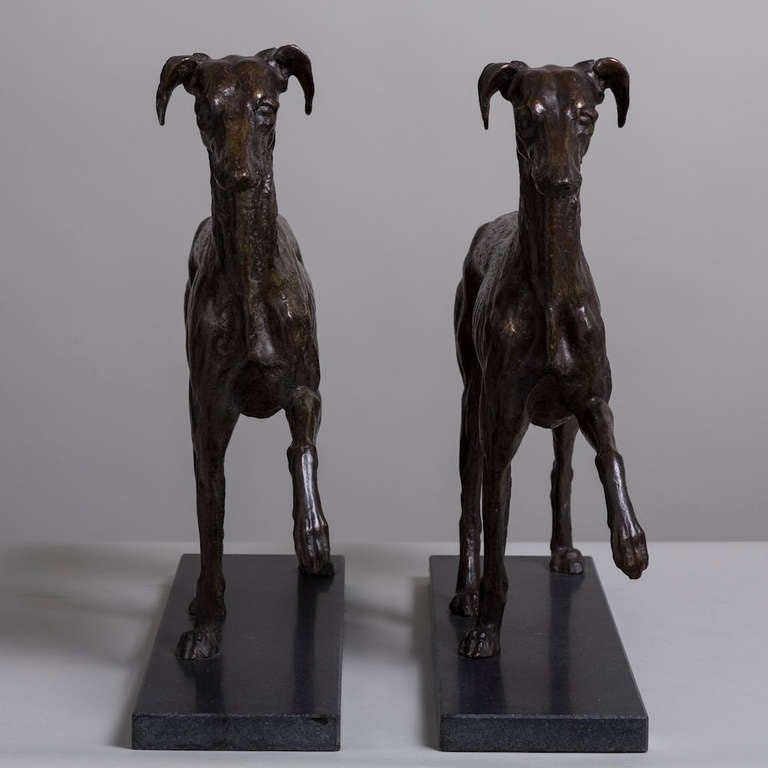 A Pair of Cast Bronze Whippets by Talisman In Excellent Condition In London, GB