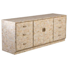 Rare Maitland Smith Tessellated Stone Cabinet, 1980s Stamped