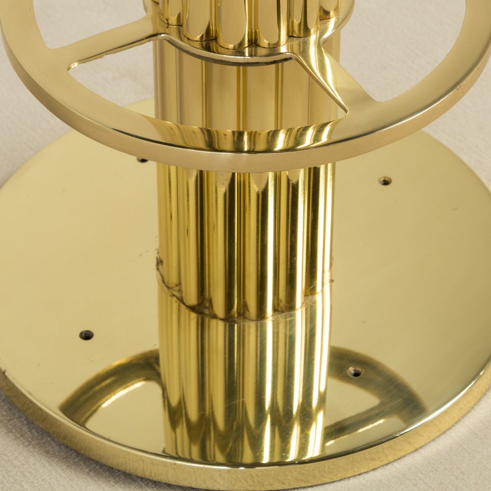 Superb Pair of Polished Brass Swivel Bar Stools, 1980s at 1stDibs