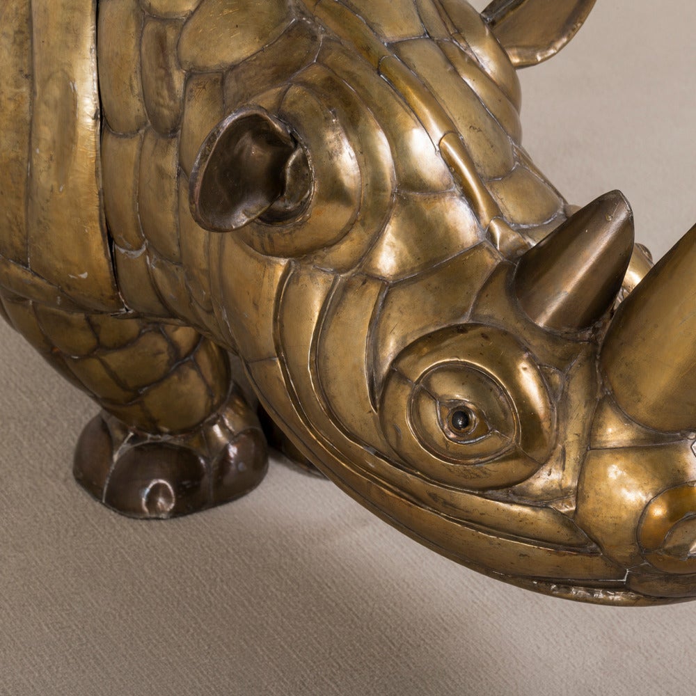 Copper and Brass Rhino by Sergio Bustamante 69/100 signed 1