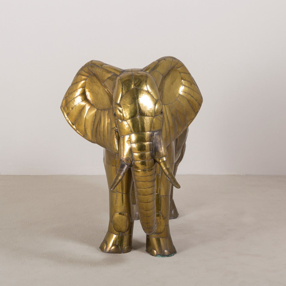 A Copper and Brass Elephant by Sergio Bustamante 4/100 plaque