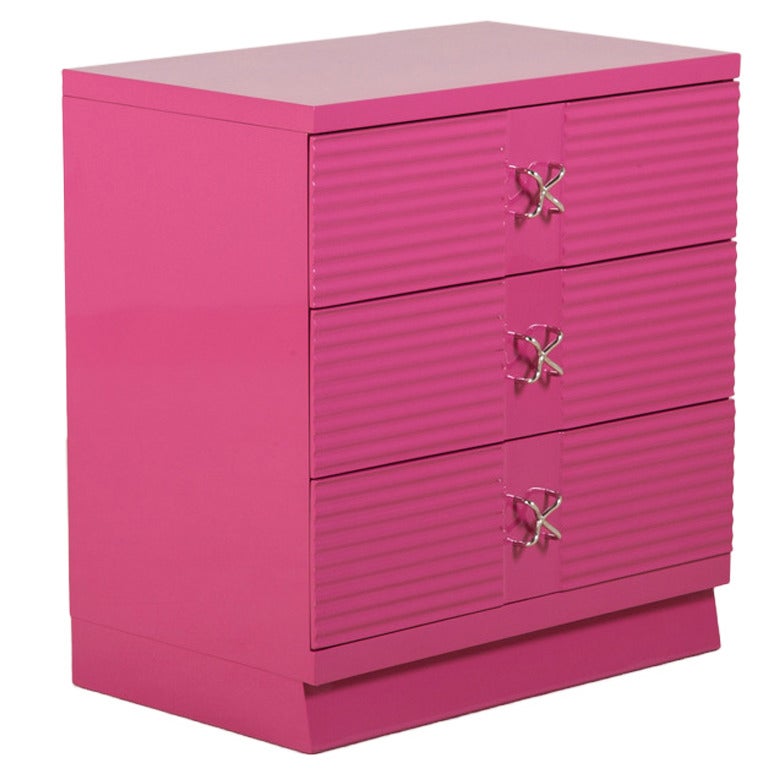 Three-Drawer Orchid Lacquered Commode, 1960s For Sale