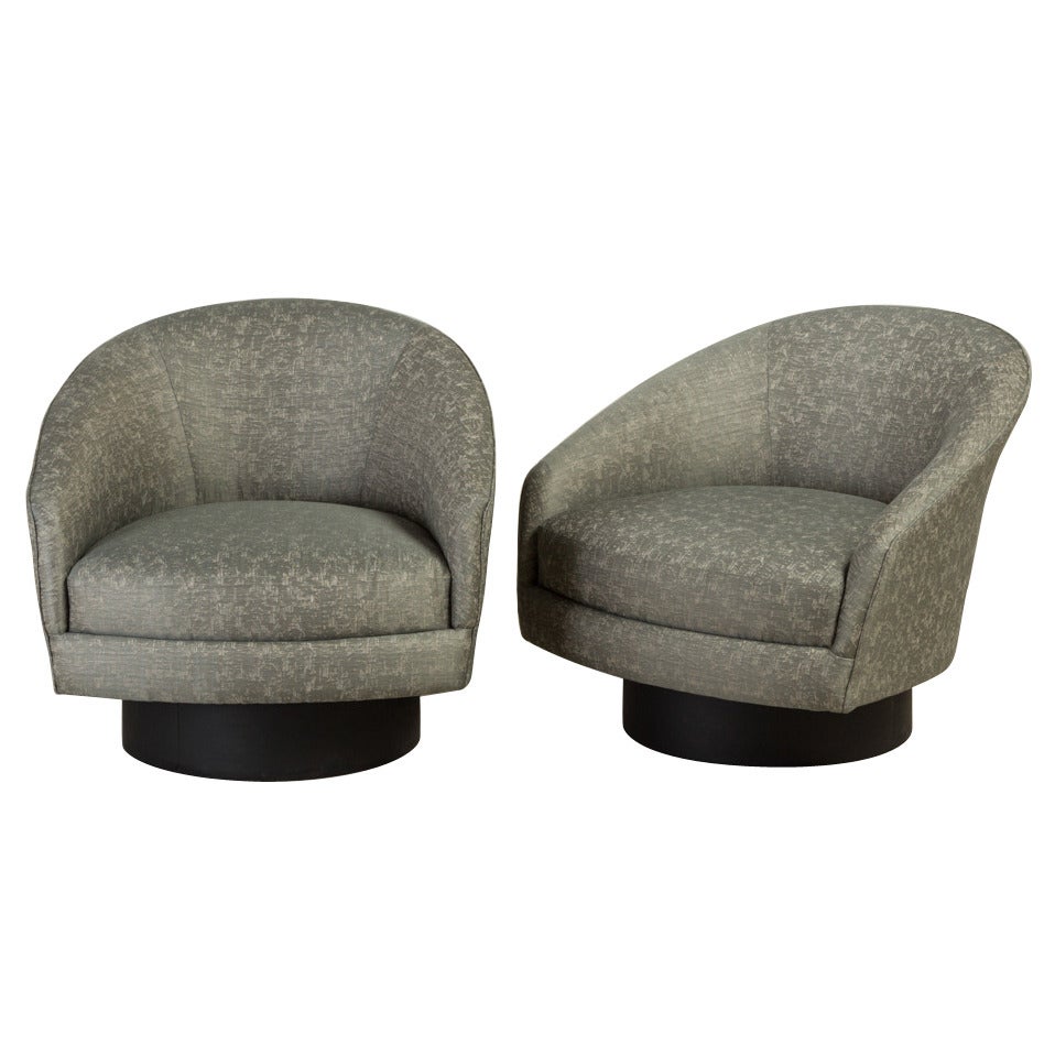 Pair of Adrian Pearsall Designed Swivel Armchairs, USA 1960s