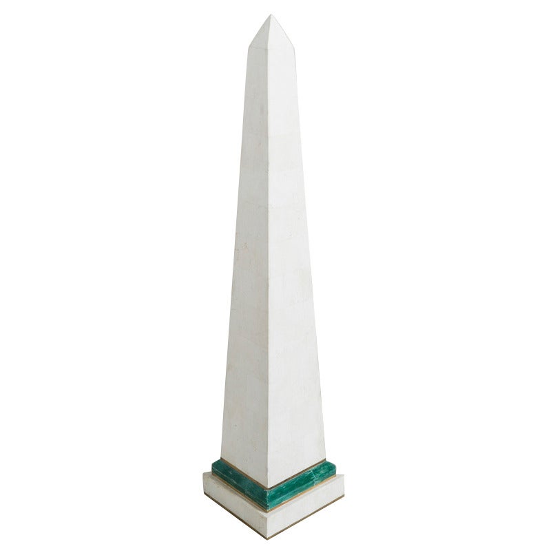 Tessellated Stone Veneered Obelisk Table Sculpture, 1980s