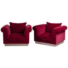A Standard Pair of Deep Buttoned Armchairs by Talisman