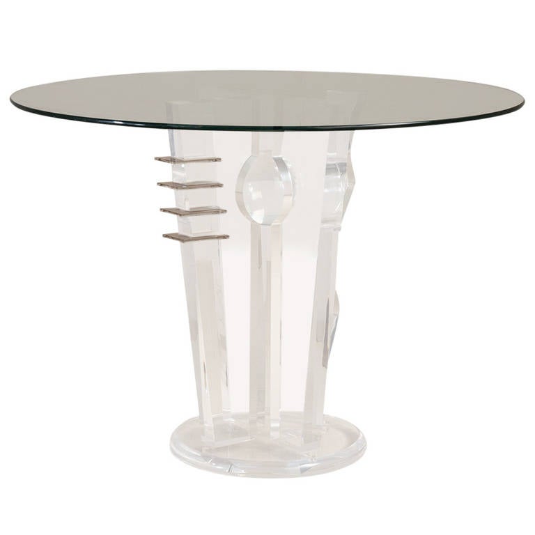 An Abstract Clear and Tinted Lucite Centre Table with Glass Top at 1stDibs