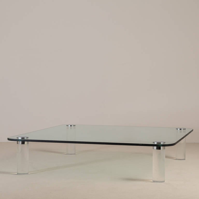 A Large Lucite and Nickel Plated Coffee Table by Pace 1970s