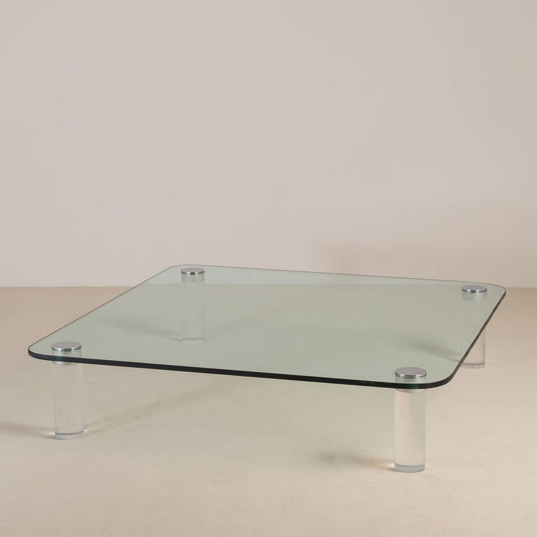 Large Lucite and Nickel-Plated Coffee Table by Pace 1970s In Excellent Condition For Sale In London, GB