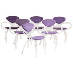 A Stunning Set of Six Lucite Cherner Style Dining Chairs 1980s