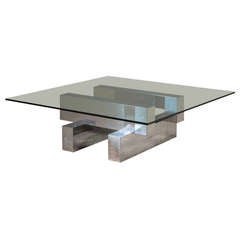 Chrome Paul Evans Style Coffee Table, 1980s 5