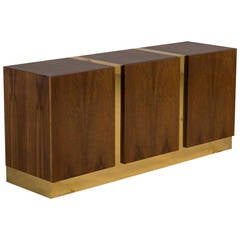 Milo Baughman Designed Zebra Wood and Metal Cabinet, 1970s